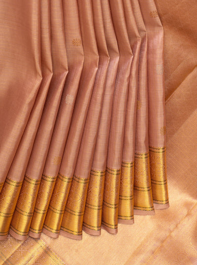 Rose Gold Pastel Zari Checks Pure Kanchipuram Silk Saree 