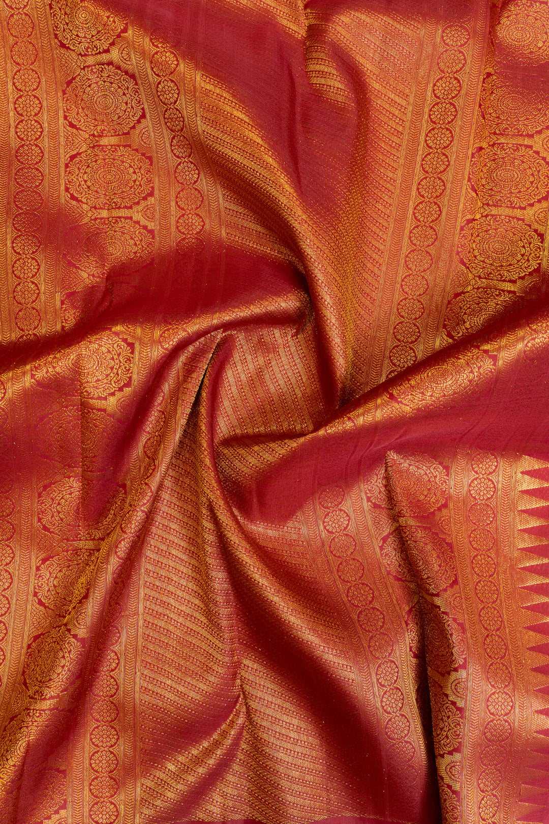 Pearl white and maroon zari stripes pure Kanchipuram silk saree
