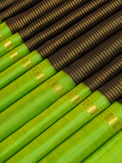 Black and green stripes pure Kanchipuram&nbsp;silk saree