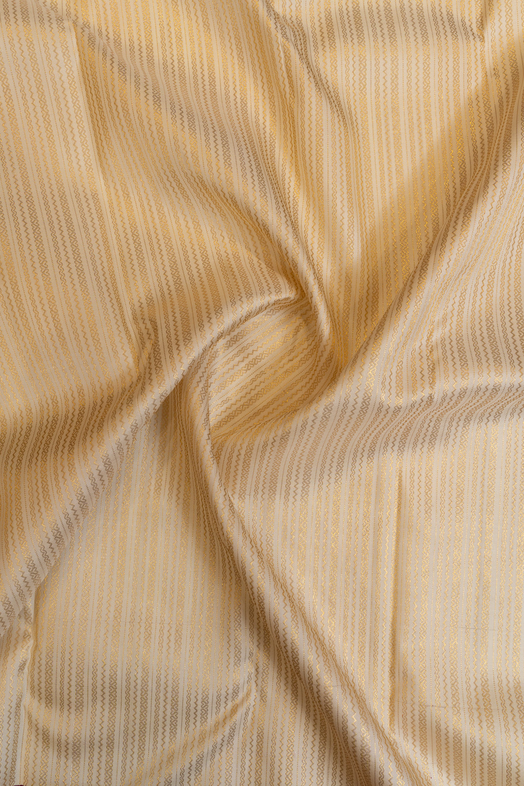 Pearl white and maroon zari stripes pure Kanchipuram silk saree
