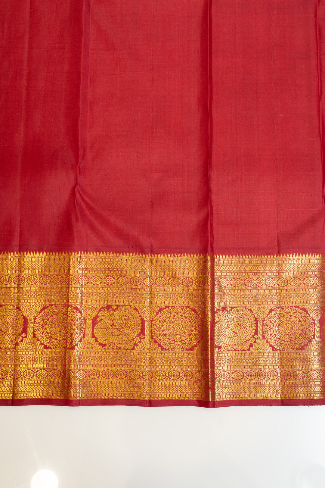 Pearl white and maroon zari stripes pure Kanchipuram silk saree