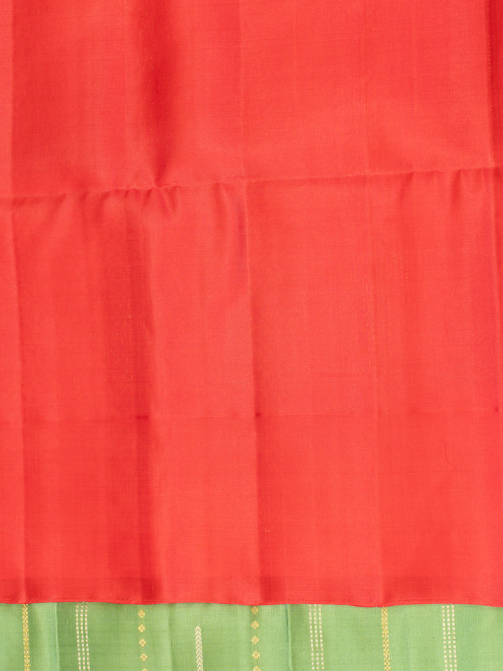 Apple Green and Peach Stripes Soft Silk Saree | Clio Silks