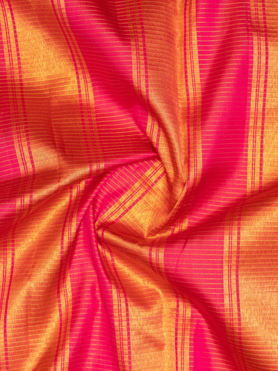 Golden yellow zari checks organza pure Kanchipuram silk saree