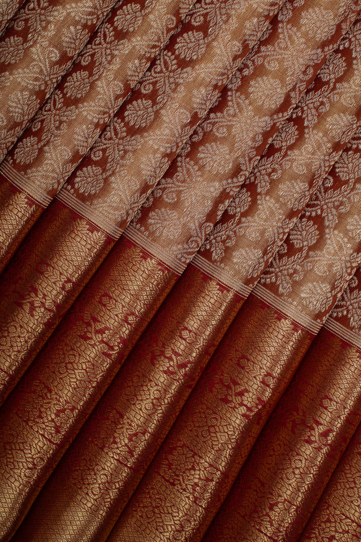 Maroon Brocade Pure Kanchipuram Silk Saree