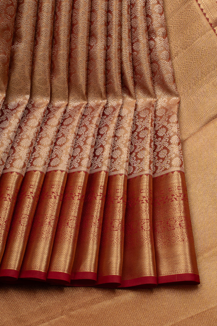 Maroon Brocade Pure Kanchipuram Silk Saree