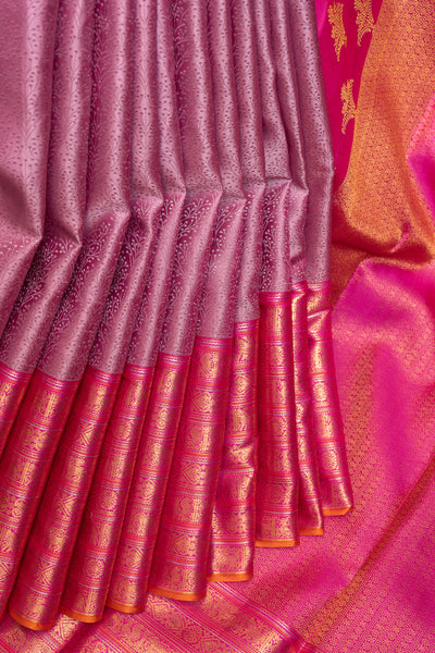 Lavender Thread Brocade Varisaipettu Pure Kanchipuram Silk Saree - Clio Silks