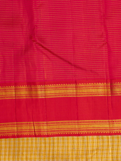 Golden yellow zari checks organza pure Kanchipuram silk saree