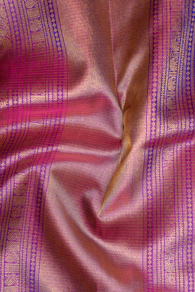 Peacock Blue Vairaoosi Pure Zari Checks Kanchipuram Silk Saree - Clio Silks