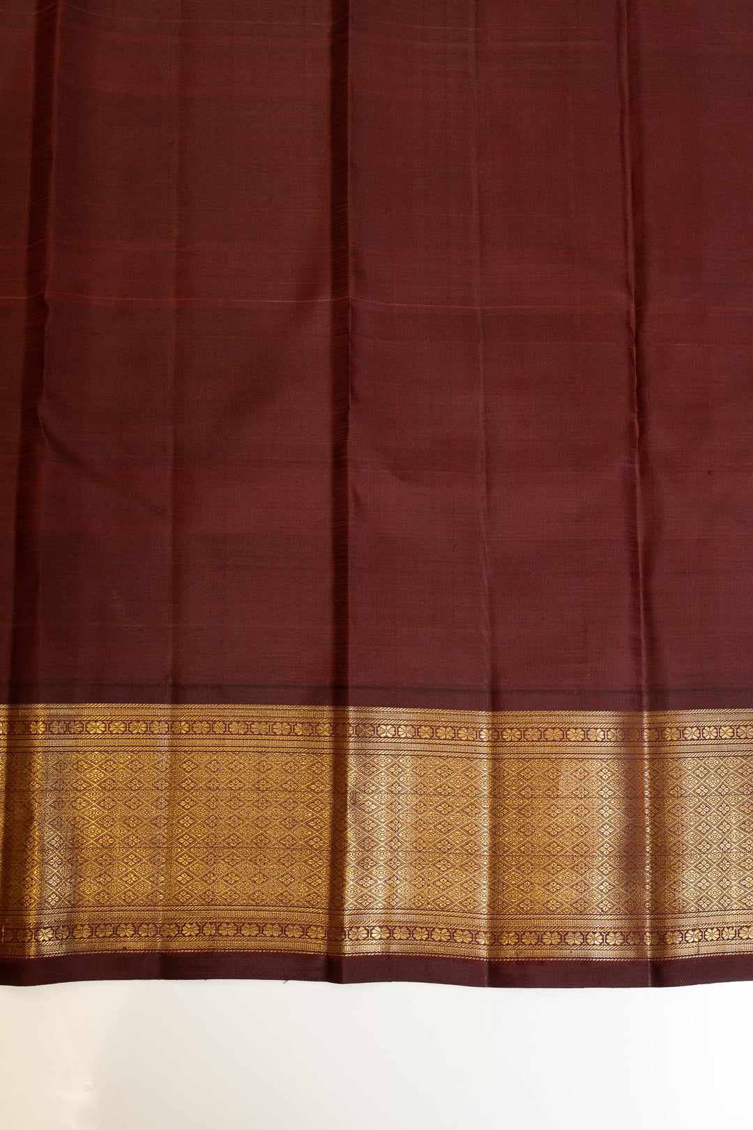 Yellow and brown vintage checks  pure Kanchipuram silk saree