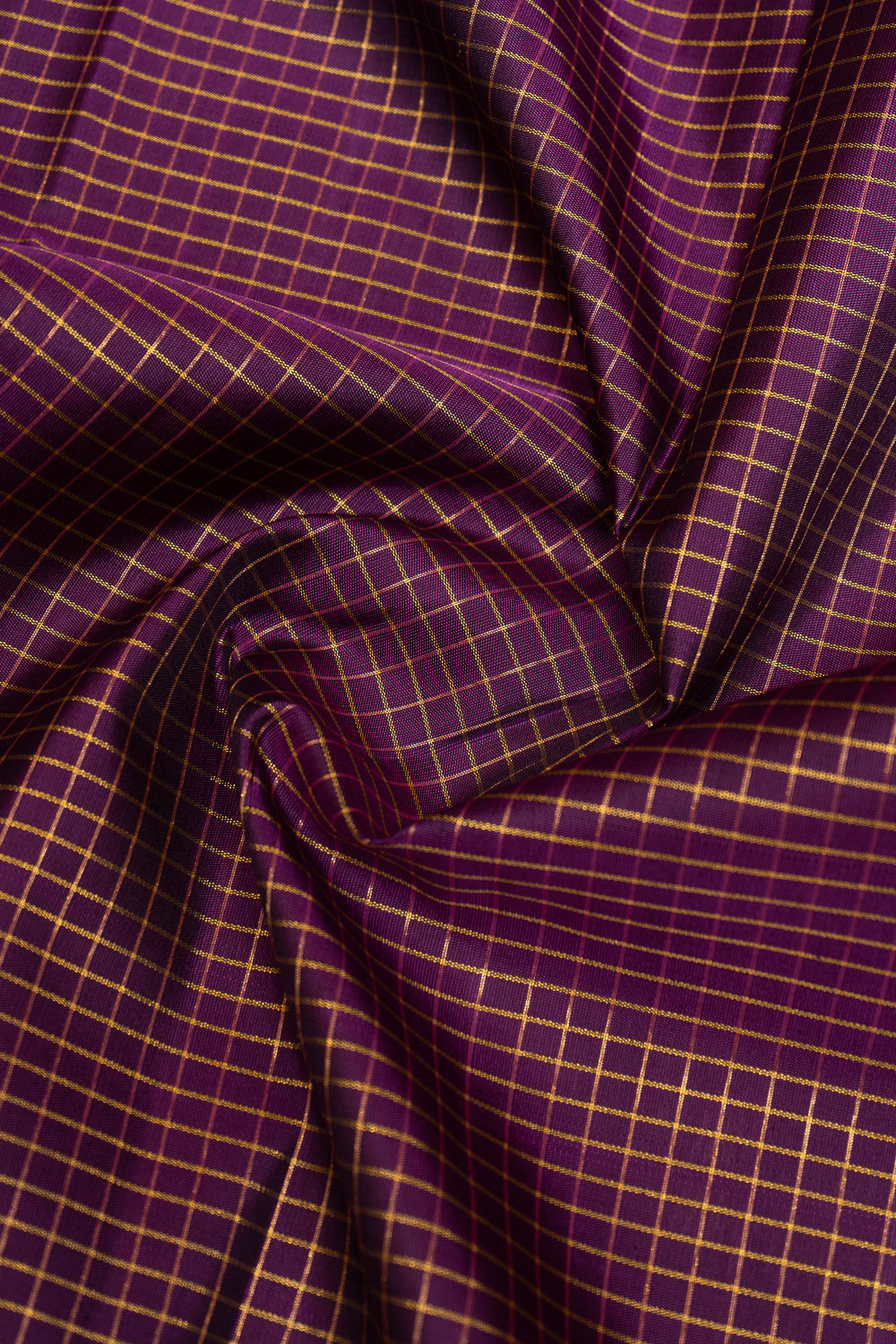 Eggplant Violet Zari Checks Pure Zari Kanchipuram Silk Saree - Clio Silks
