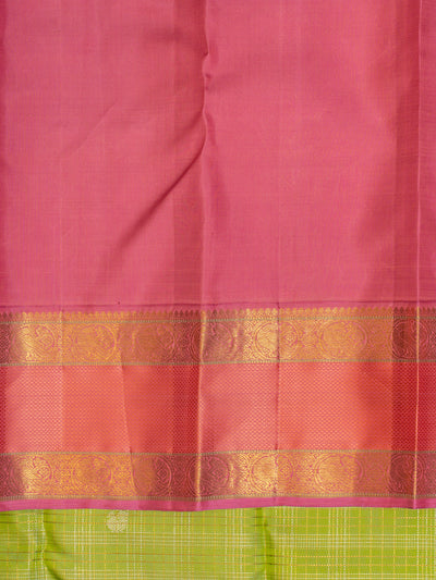 Pastel green and peach rettai pettu pure zari Kanchipuram &nbsp;silk saree