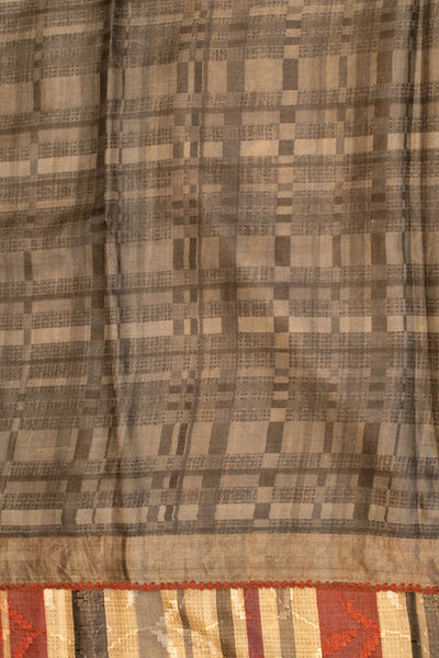 Burberry Checks Embossed Embroidered Pure Tussar saree