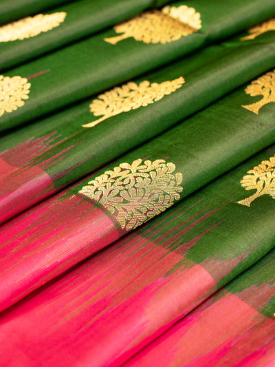 Bottle Green and Magenta Soft Silk Saree | Clio Silks