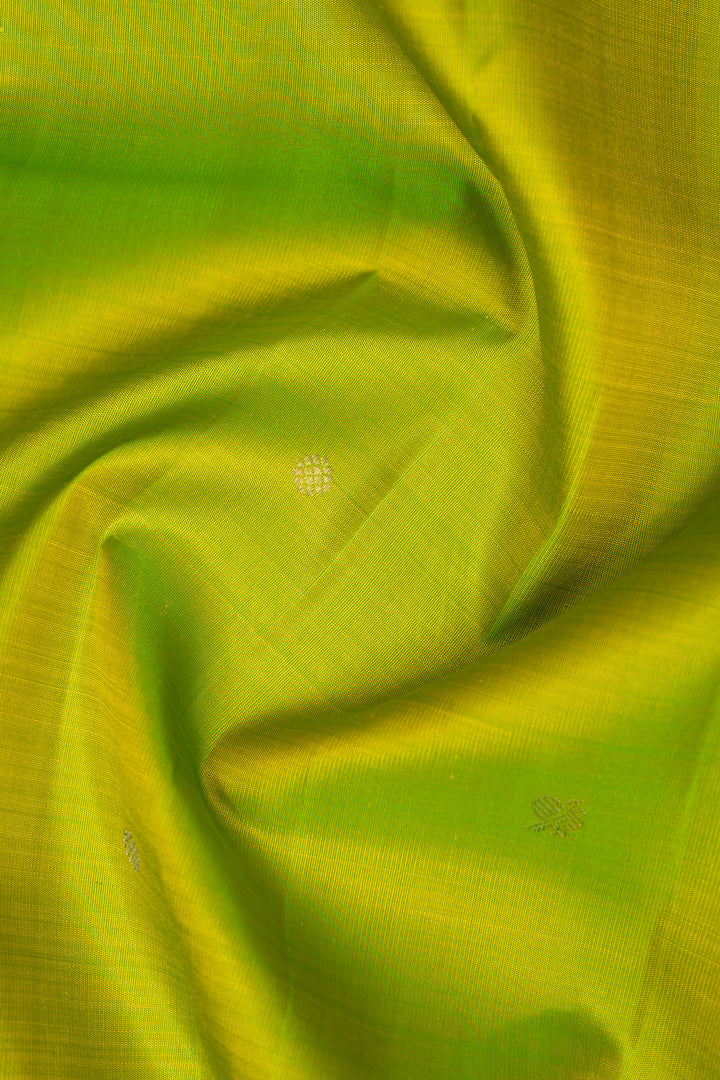 Sampanga Green and Peach Pure Zari Kancipuram Silk Saree - Clio Silks