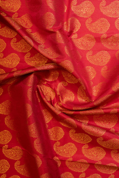 Crimson Red paisley pure zari Brocade Kanjivaram silk saree