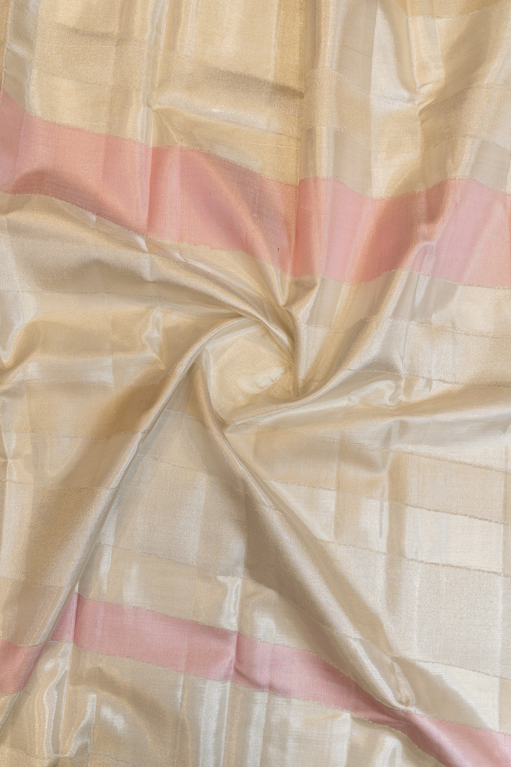 Silverish pink concept stripes 8 Kol pure Kanchipuram silk saree