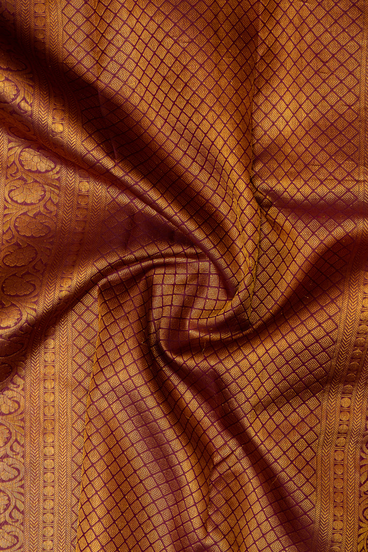 Light Turquoise Blue Zari Checks Pure Kanchipuram Silk Saree - Clio Silks