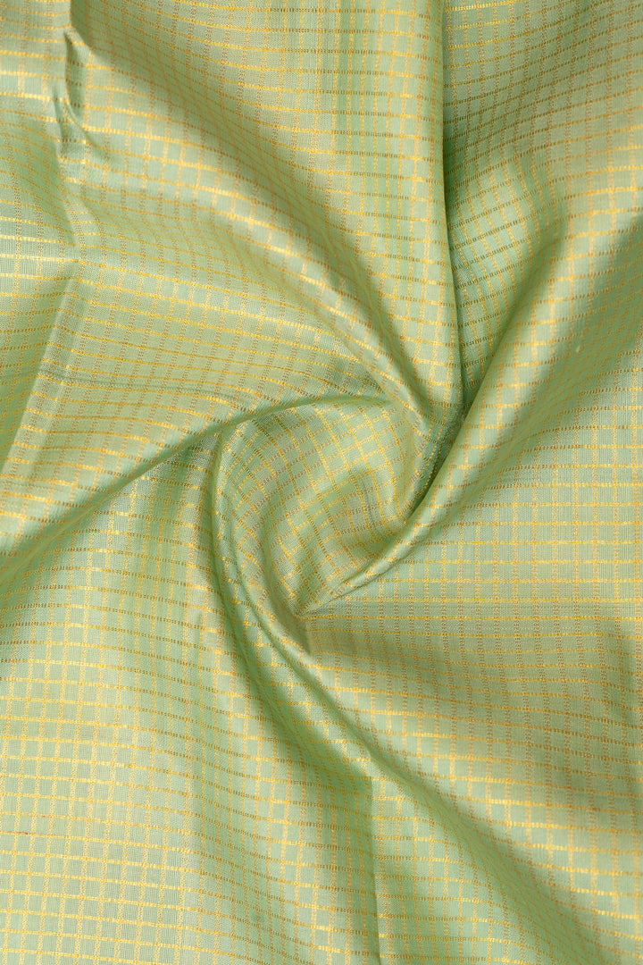 Light Turquoise Blue Zari Checks Pure Kanchipuram Silk Saree - Clio Silks