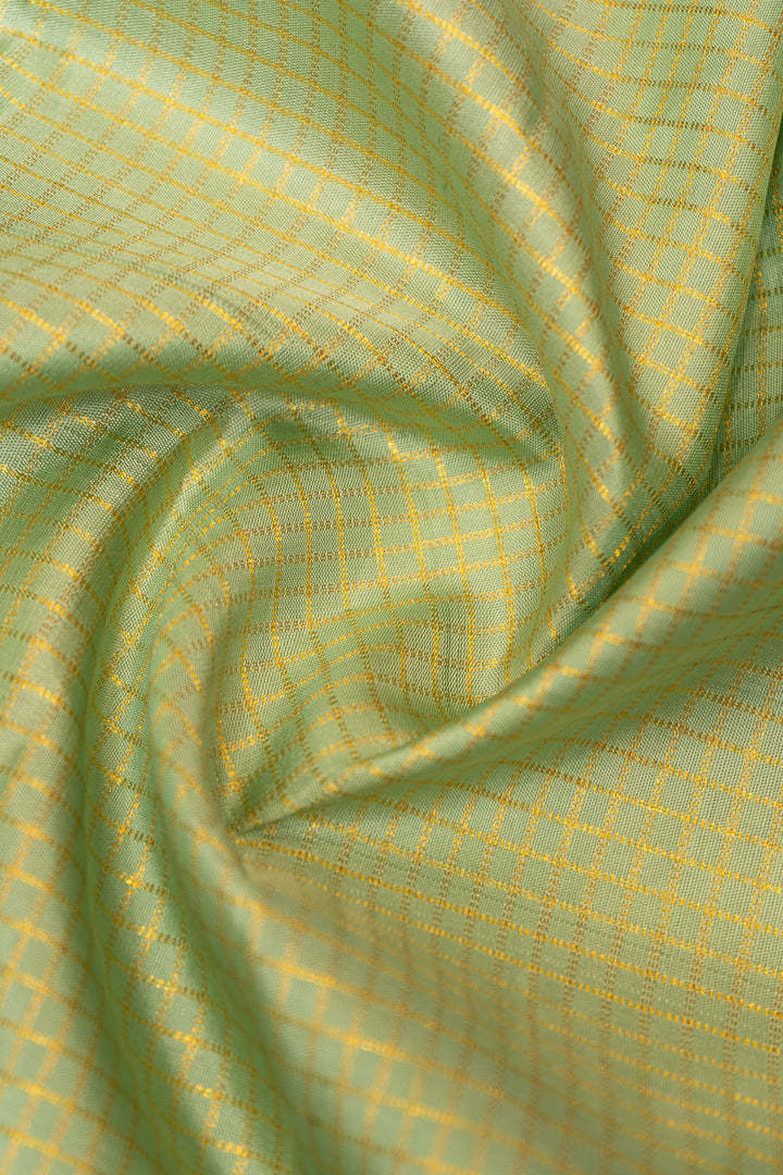 Light Turquoise Blue Zari Checks Pure Kanchipuram Silk Saree - Clio Silks