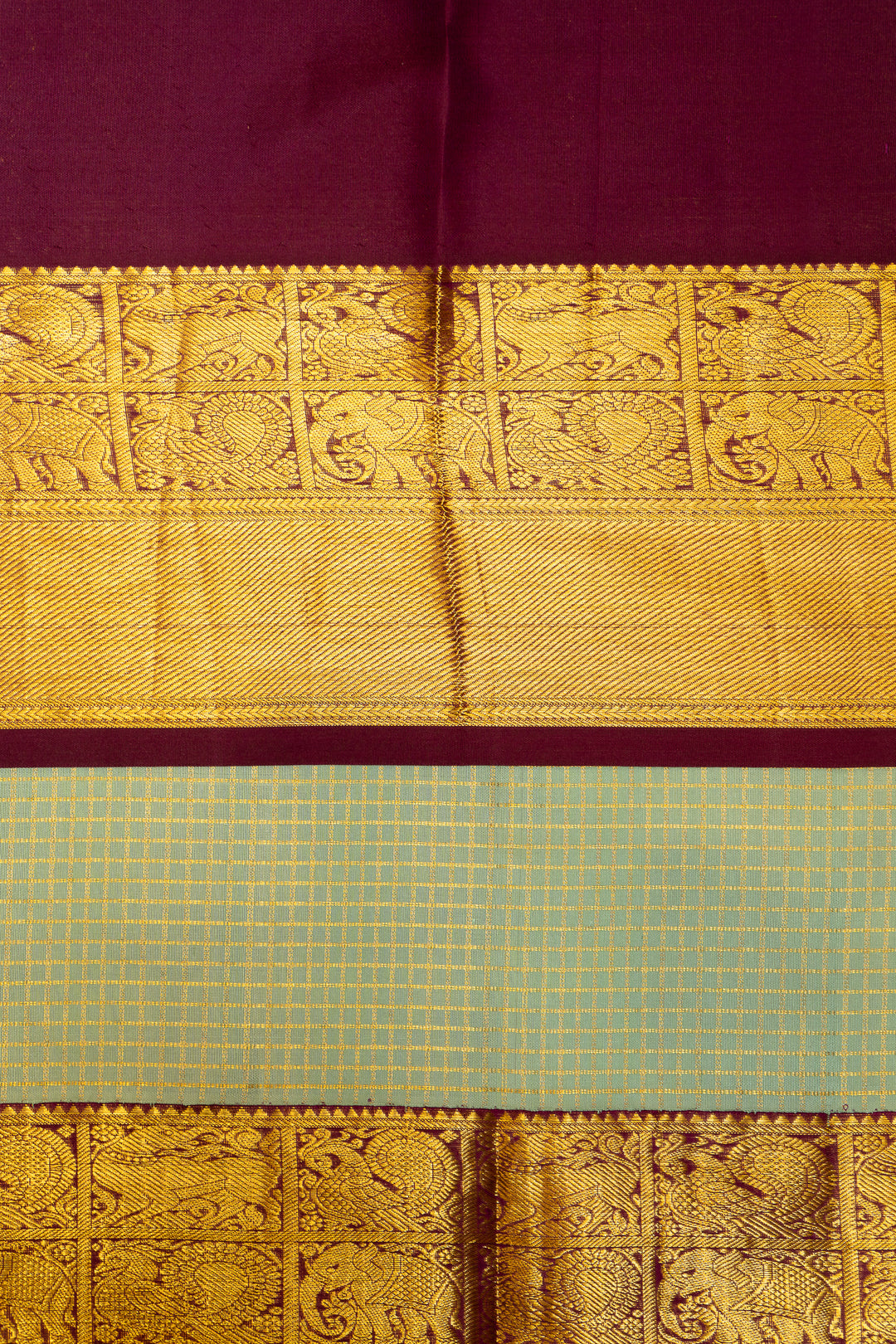 Light Turquoise Blue Zari Checks Pure Kanchipuram Silk Saree - Clio Silks