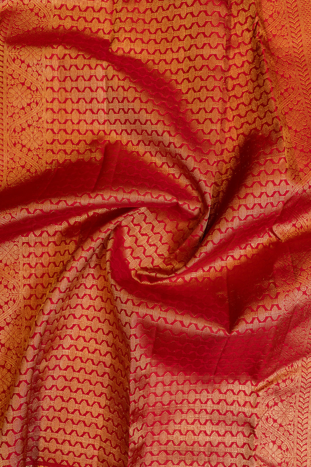 Rust orange and red traditional pure Kanchipuram silk saree
