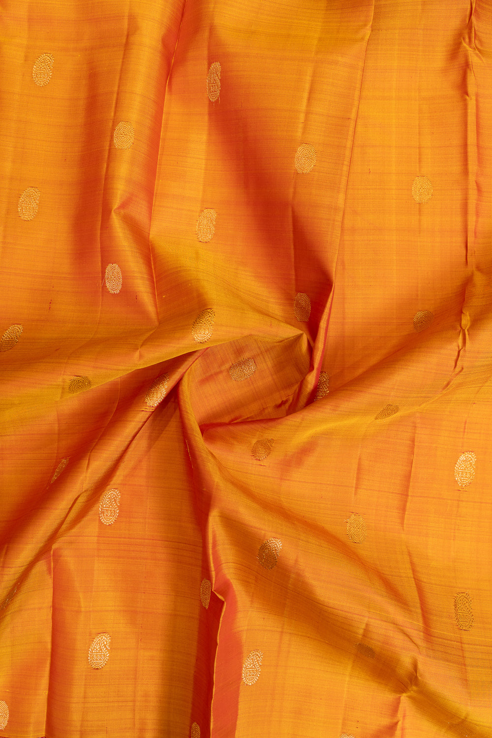 Rust orange and red traditional pure Kanchipuram silk saree
