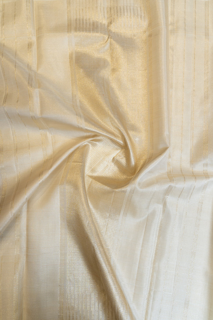 Sunburst gold and ivory tissue checks pure Kanchipuram silk saree