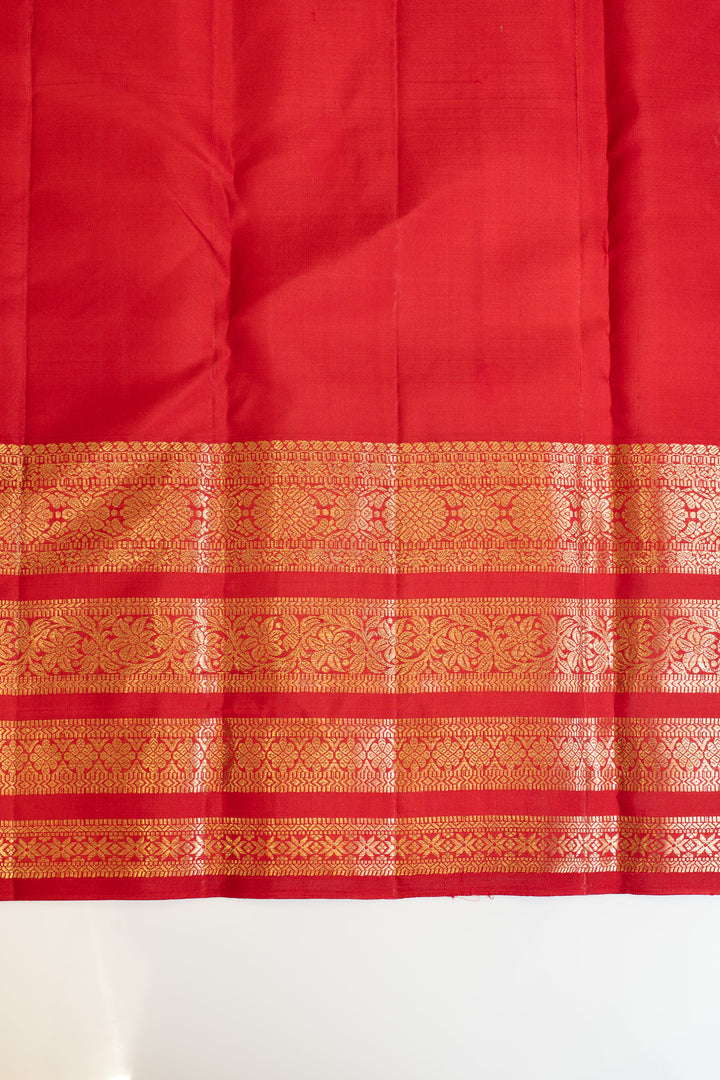 Rust orange and red traditional pure Kanchipuram silk saree