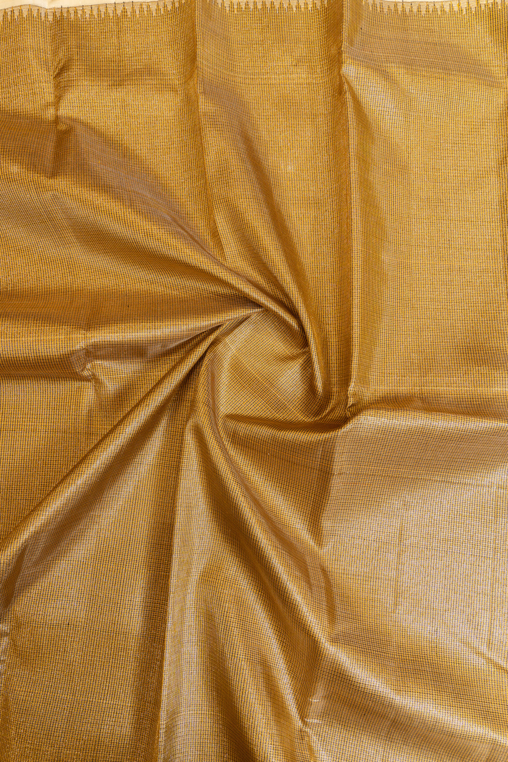 Sunburst gold and ivory tissue checks pure Kanchipuram silk saree