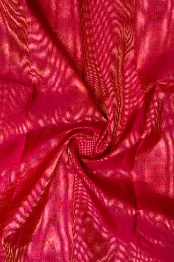 Cerise Pink and Purple Muthu Zari Self Pure Kanchipuram Silk saree - Clio Silks