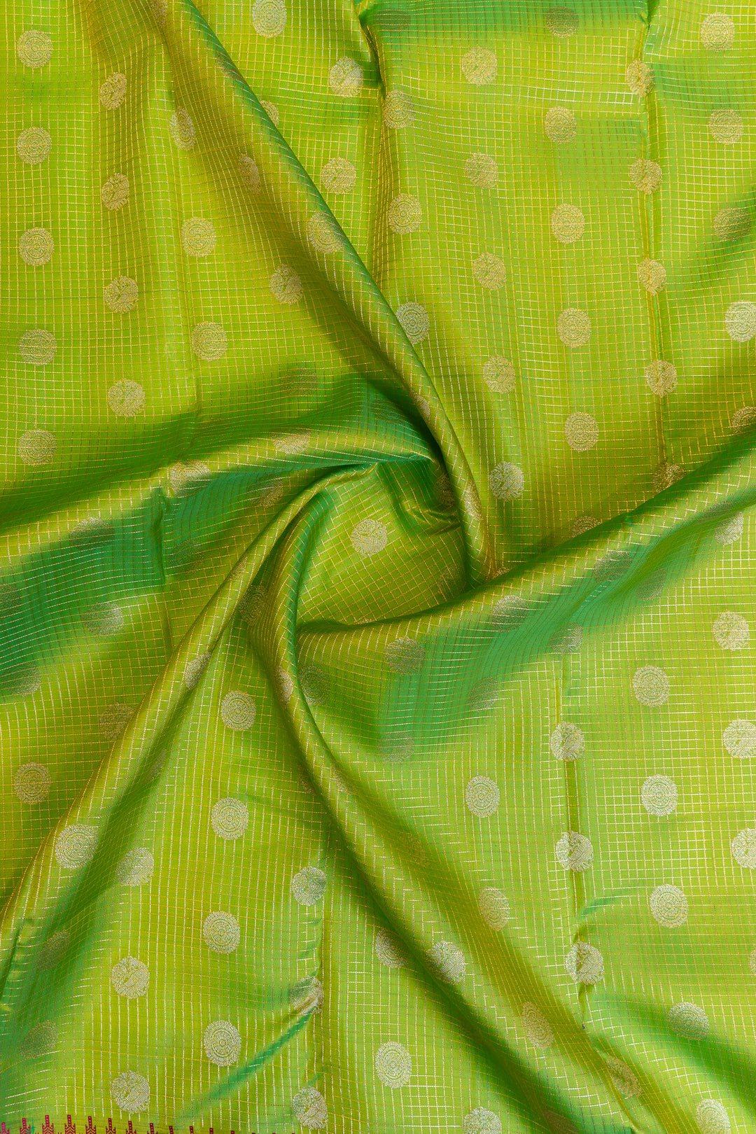 Parrot green and red traditional pure Kanchipuram silk saree