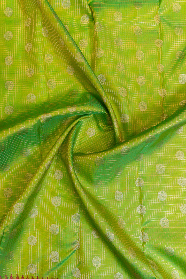 Parrot green and red traditional pure Kanchipuram silk saree