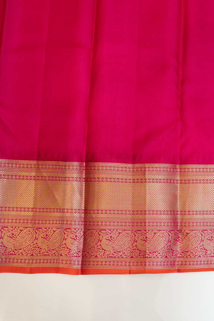Parrot green and red traditional pure Kanchipuram silk saree