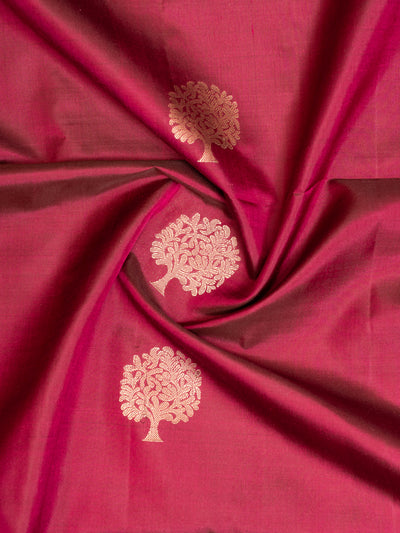 Maroon and Beige Soft Silk Saree