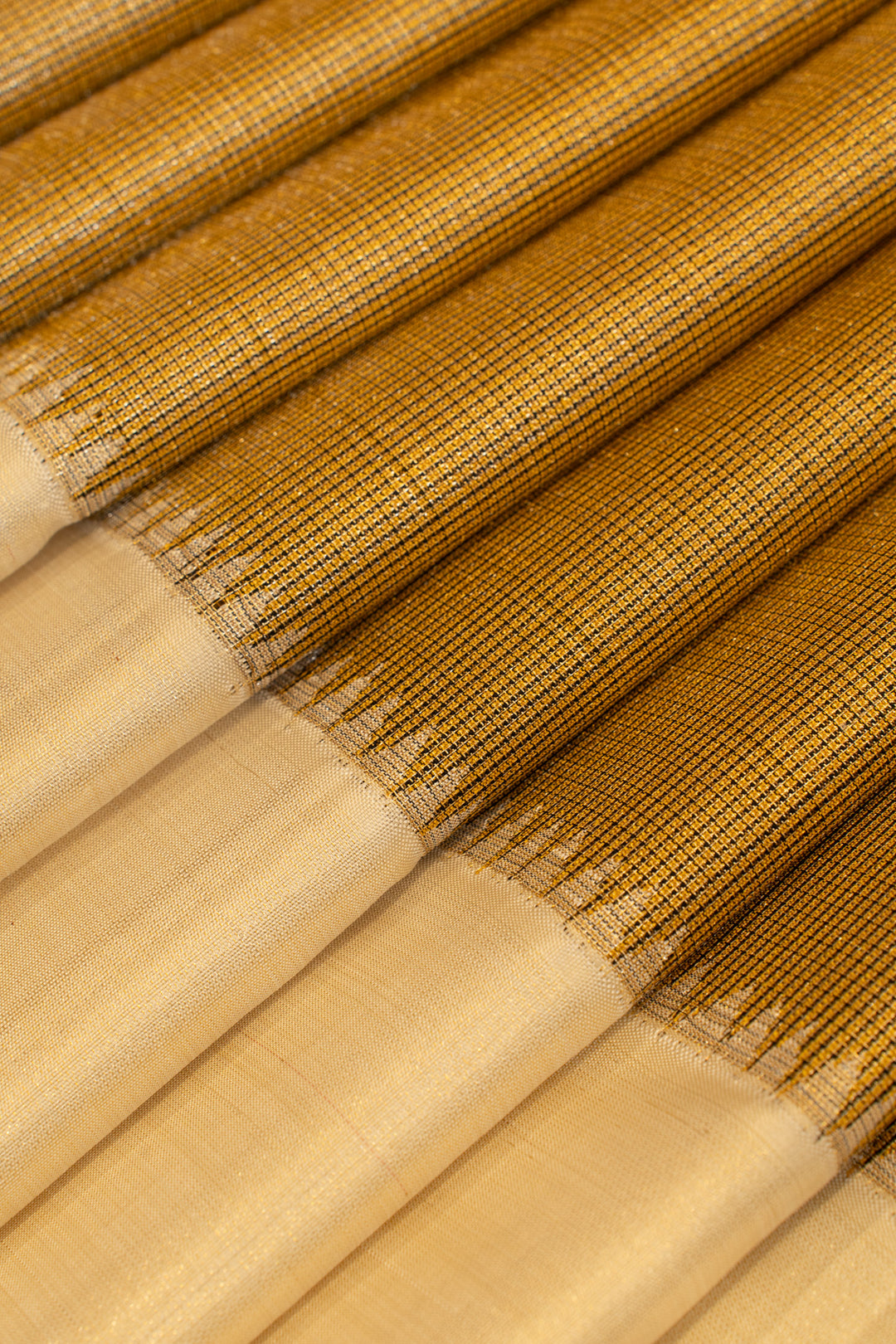 Sunburst gold and ivory tissue checks pure Kanchipuram silk saree