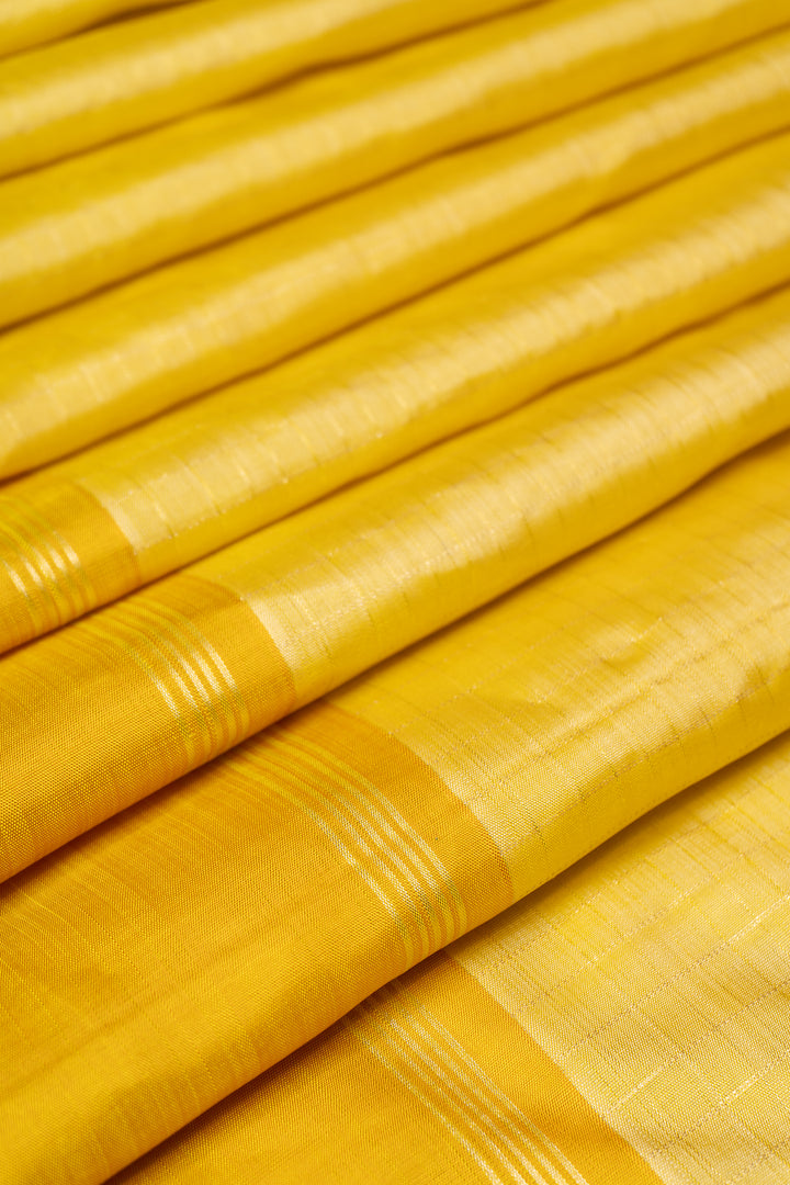 Yellow Zari Checks Pure Kanchipuram Silk Saree - Clio Silks