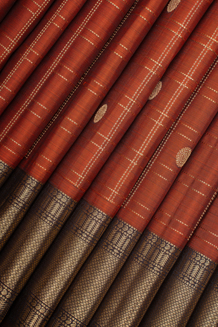 Maroon Zari Checks Pure Kanchipuram Silk Saree