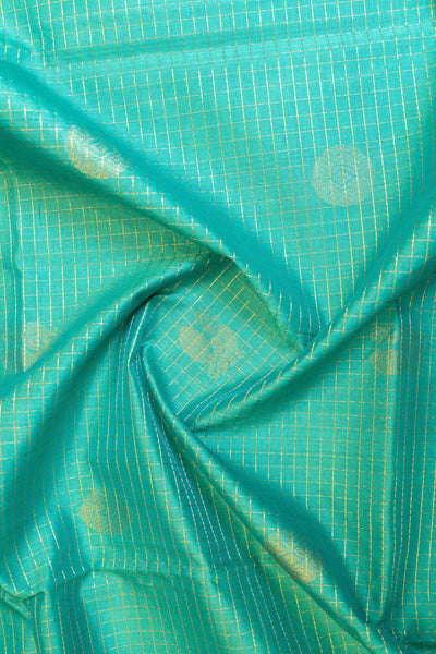 Teal blue zari stripes pure silk cotton saree