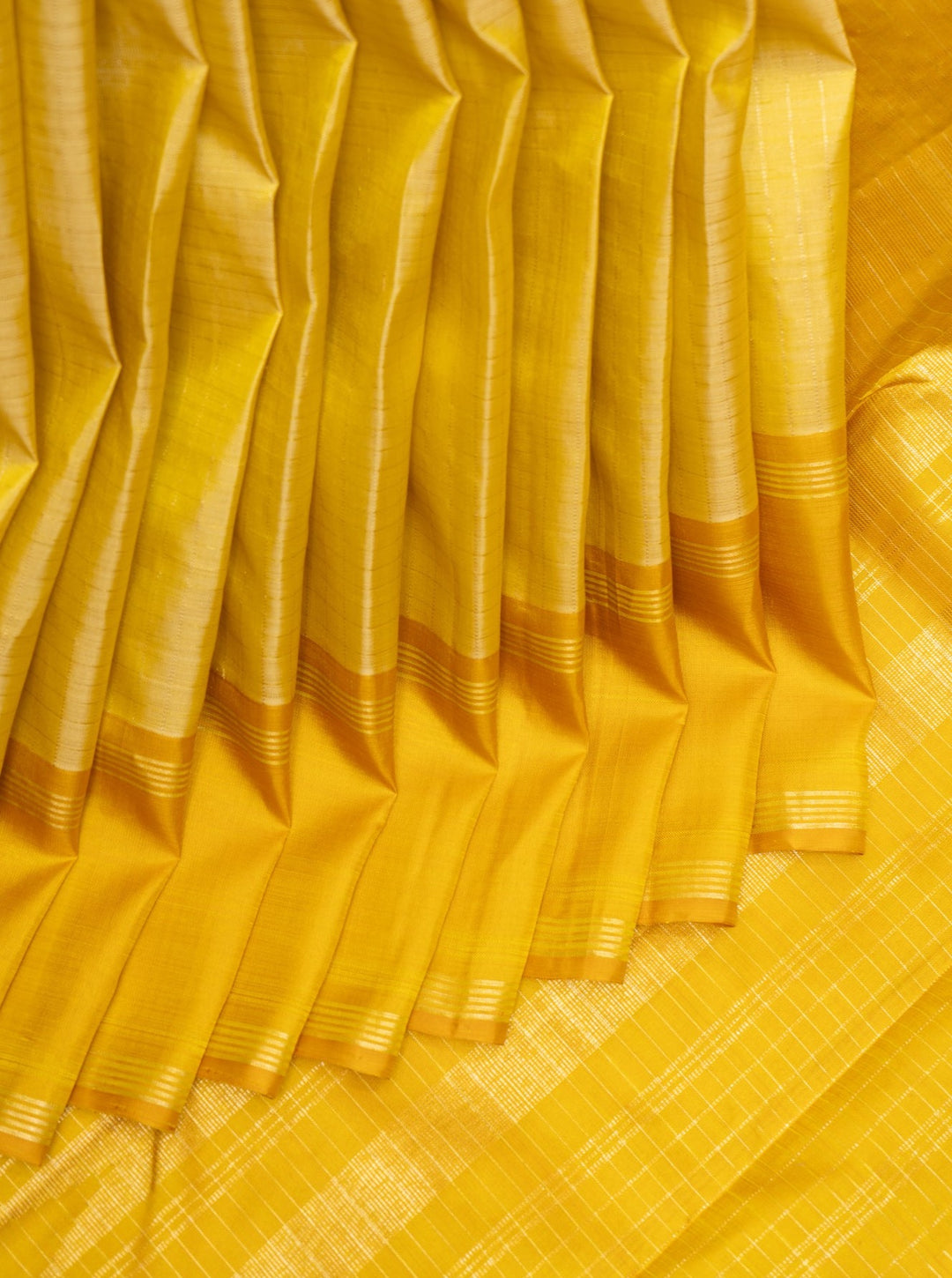 Yellow Zari Checks Pure Kanchipuram Silk Saree - Clio Silks