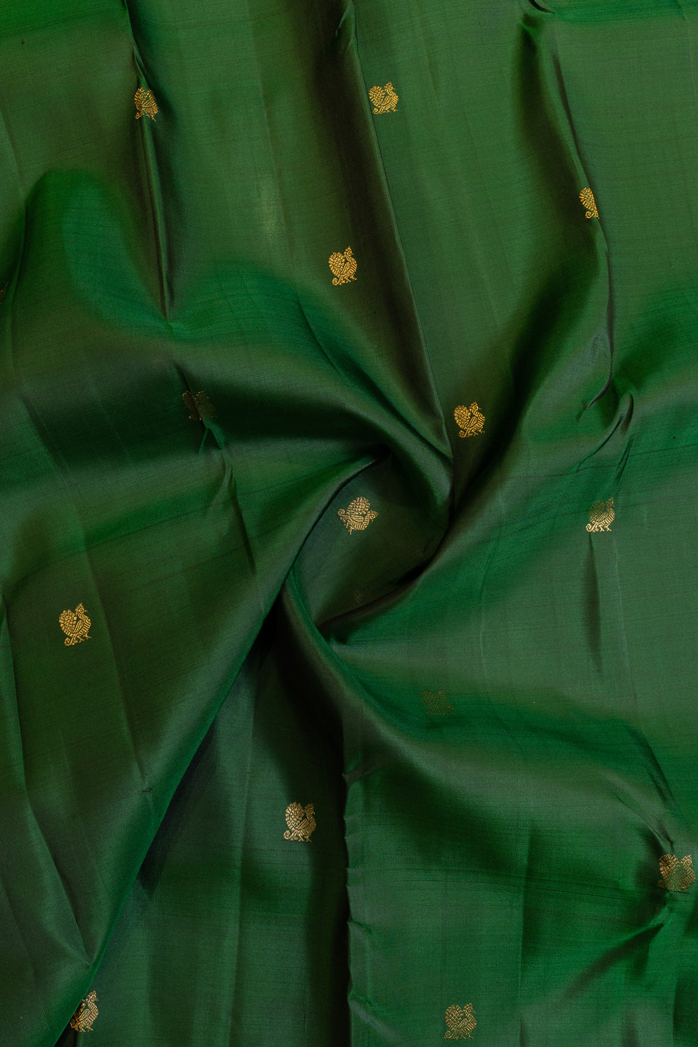 Bottle green Varisaipettu traditional pure Kanchipuram silk saree