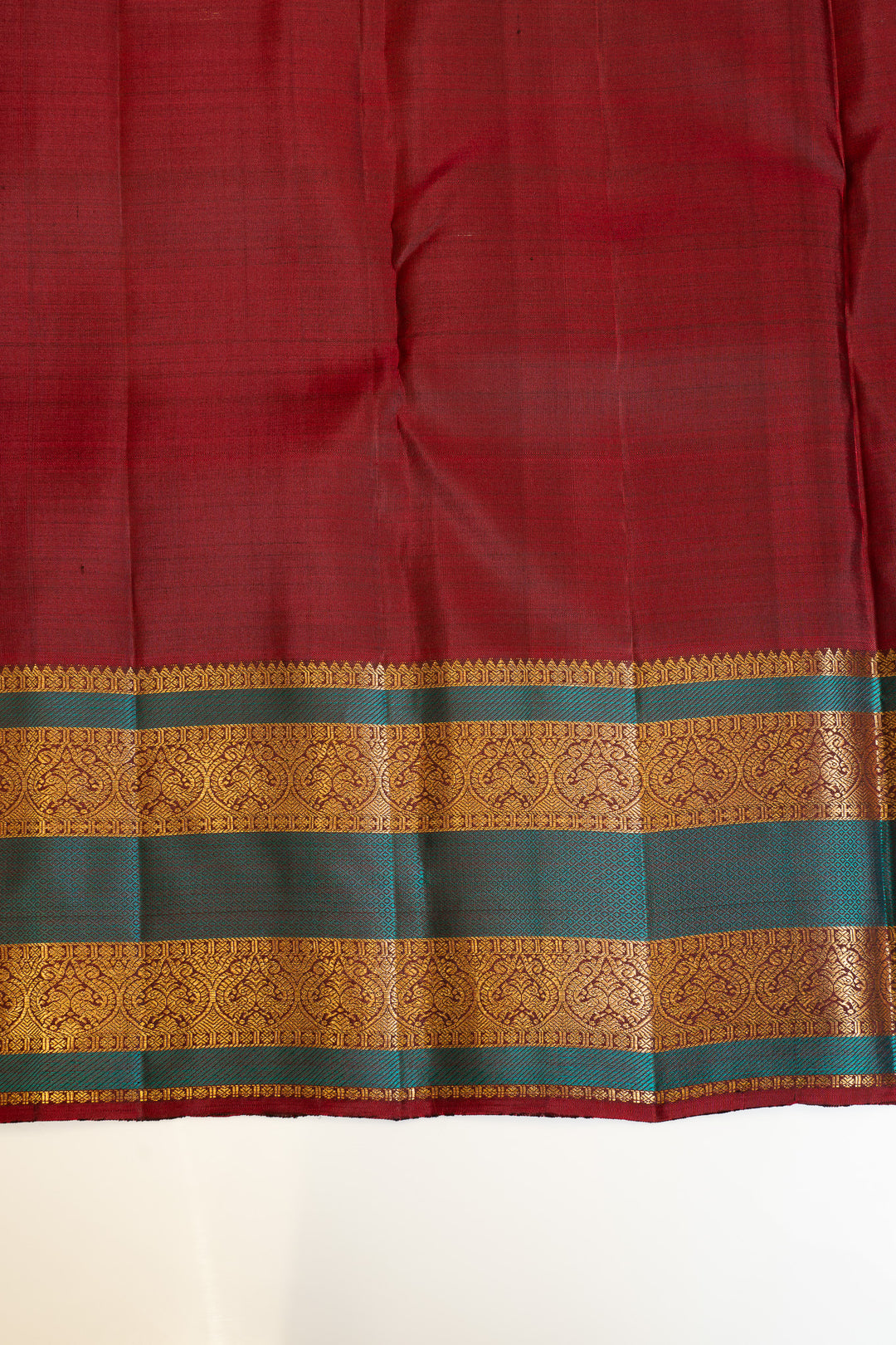 Bottle green Varisaipettu traditional pure Kanchipuram silk saree