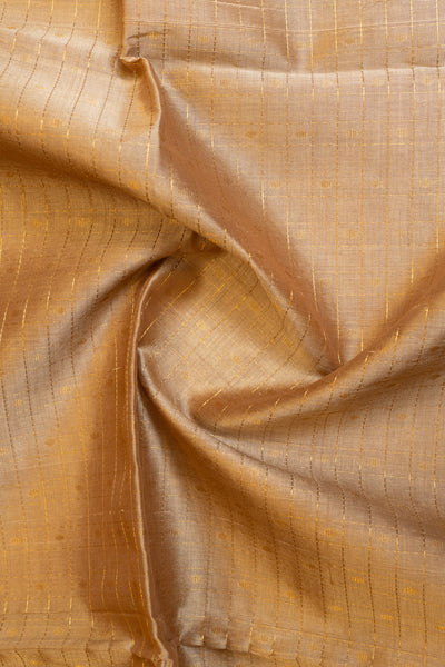 Beige gold zari checks pure silk cotton saree