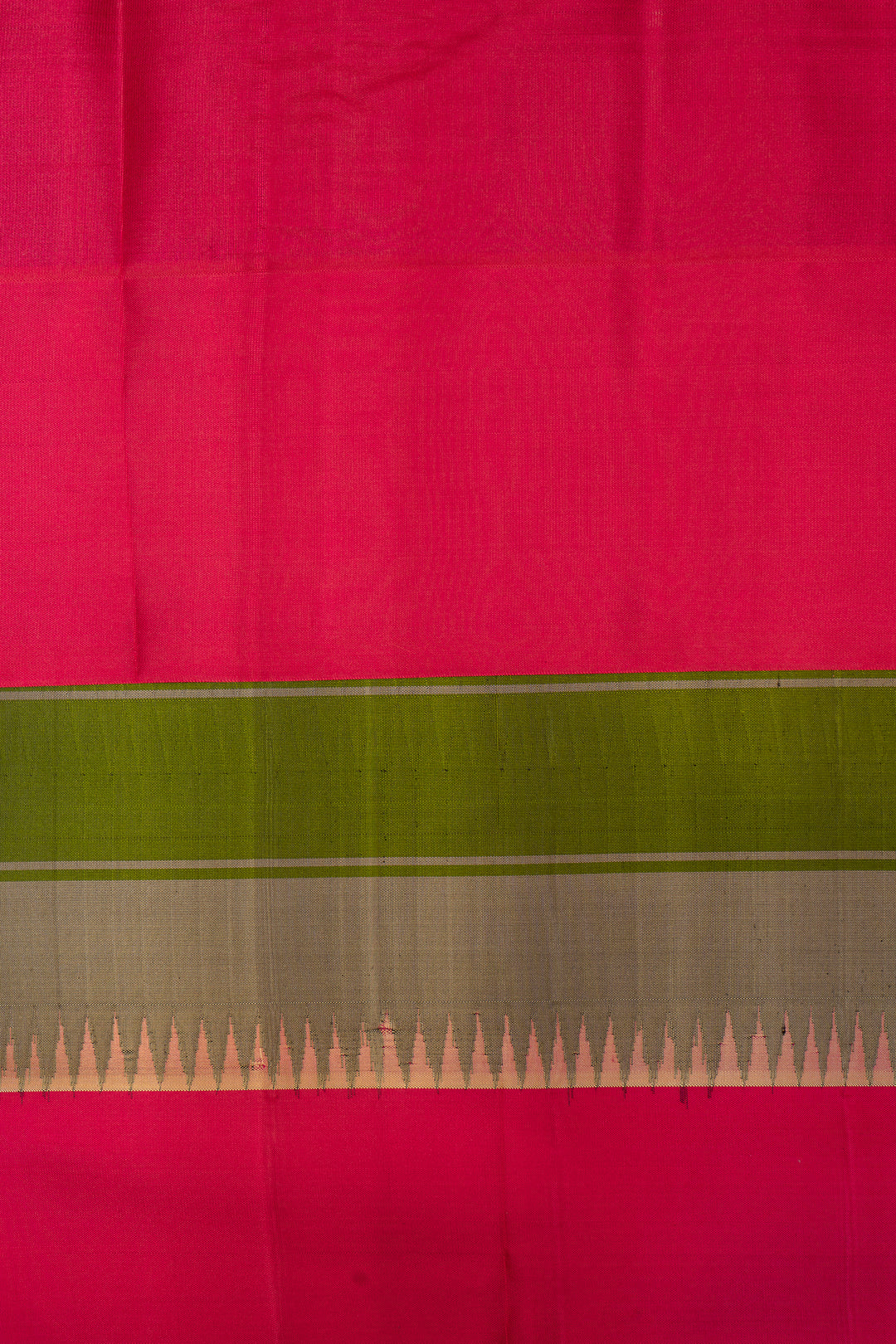 Grey Stripes Korvai Pure Kanchipuram Silk Saree Without Zari - Clio Silks