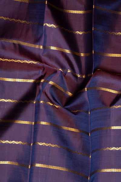 Purple and Magenta Stripes Pure Kanchipuram Silk Saree - Clio Silks
