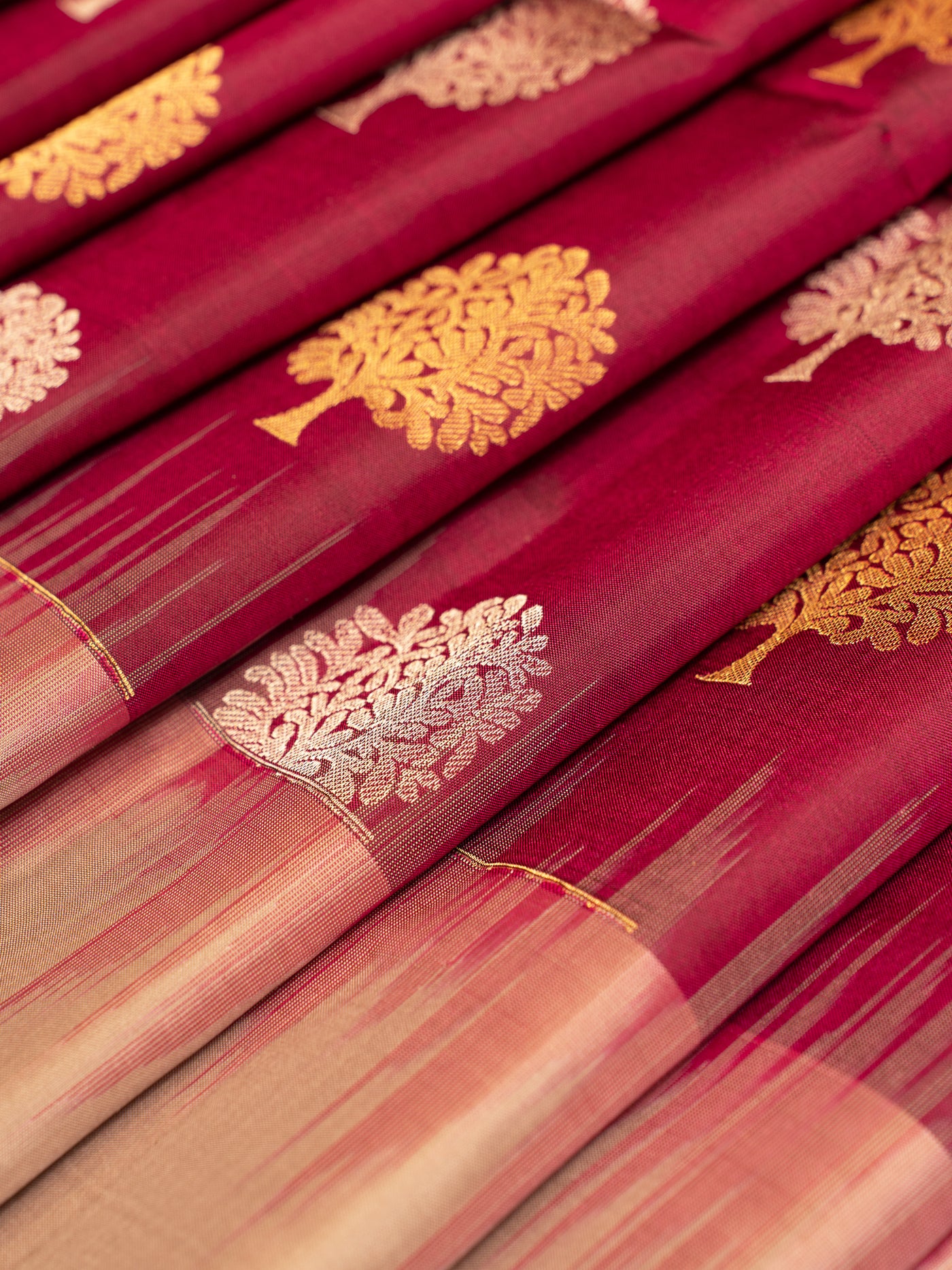 Maroon and Beige Soft Silk Saree