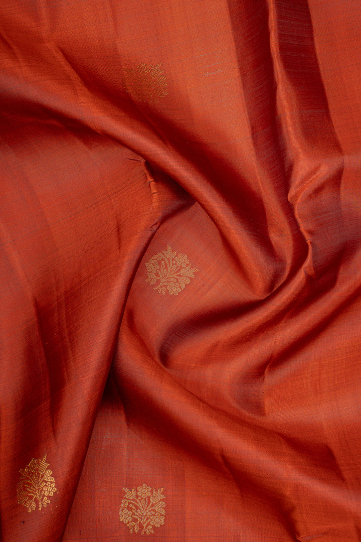 Rust Orange Vairaoosi Border Pure Kanchipuram Silk Saree