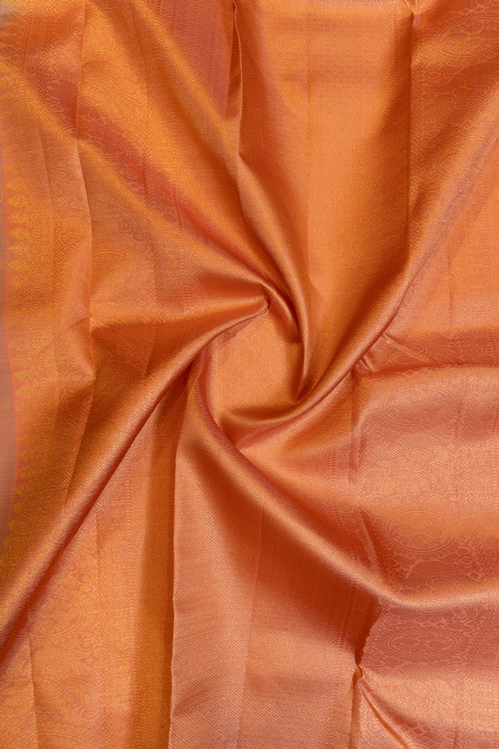 Mint blue and peach pure Kanchipuram silk saree