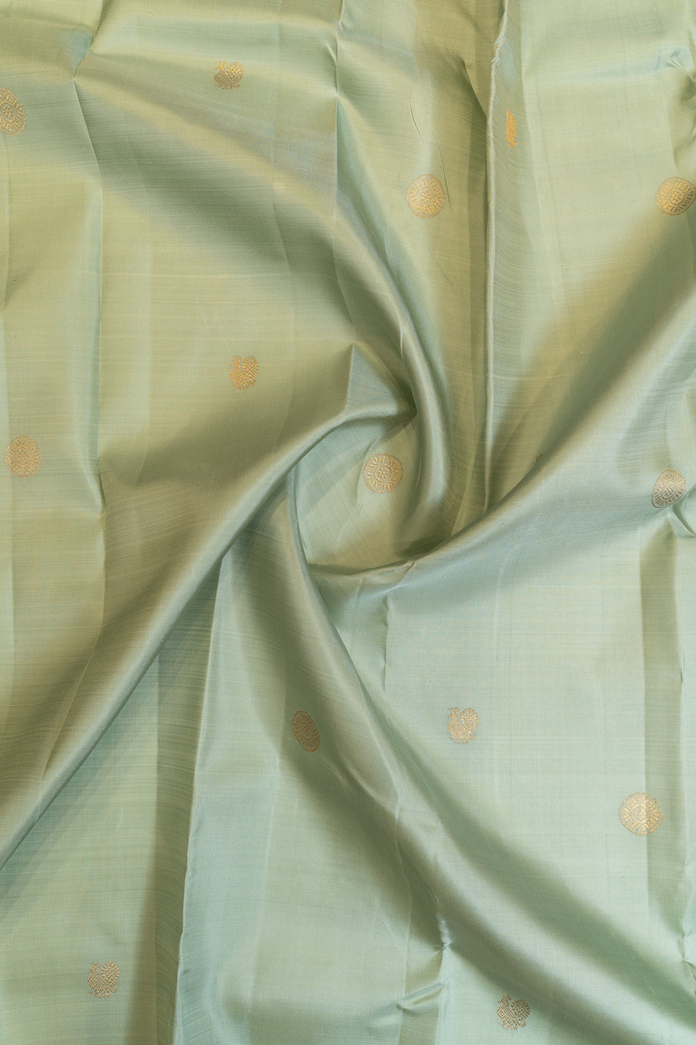 Mint blue and peach pure Kanchipuram silk saree