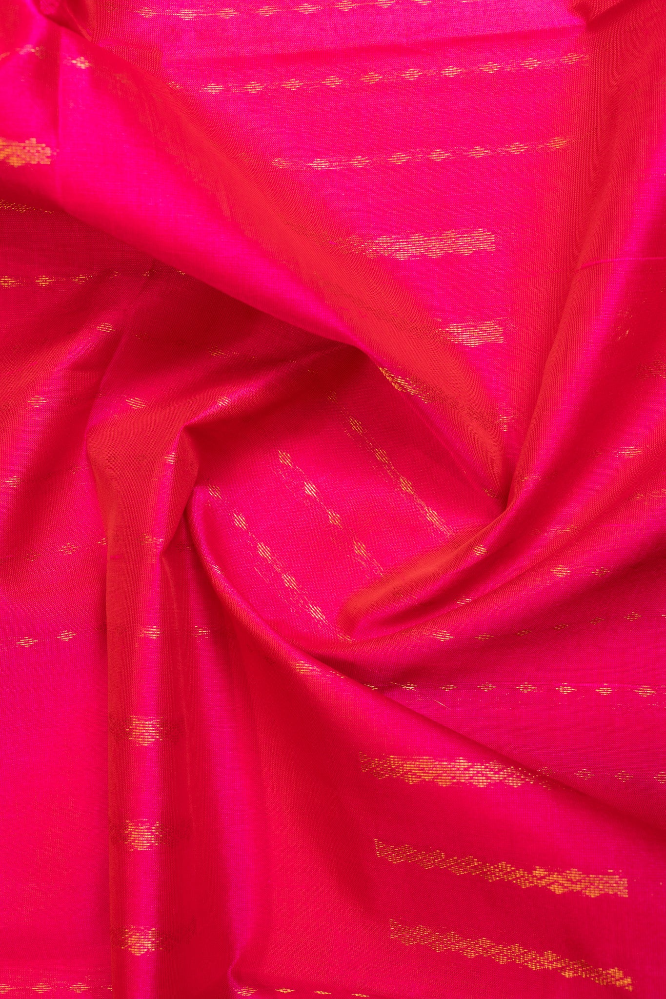 Rani pink zari stripes pure silk cotton saree