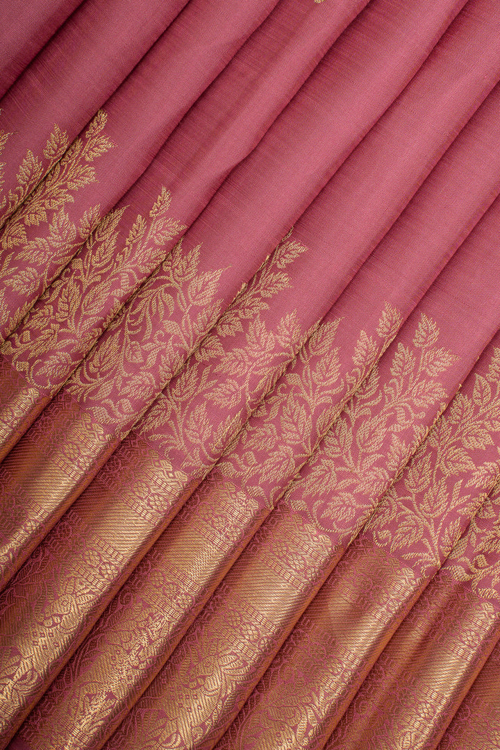 Baby Pink Turning Border Pure Kanchipuram Silk Saree